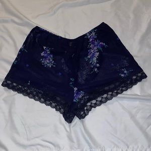 vintage navy blue sheer lace sleep shorts